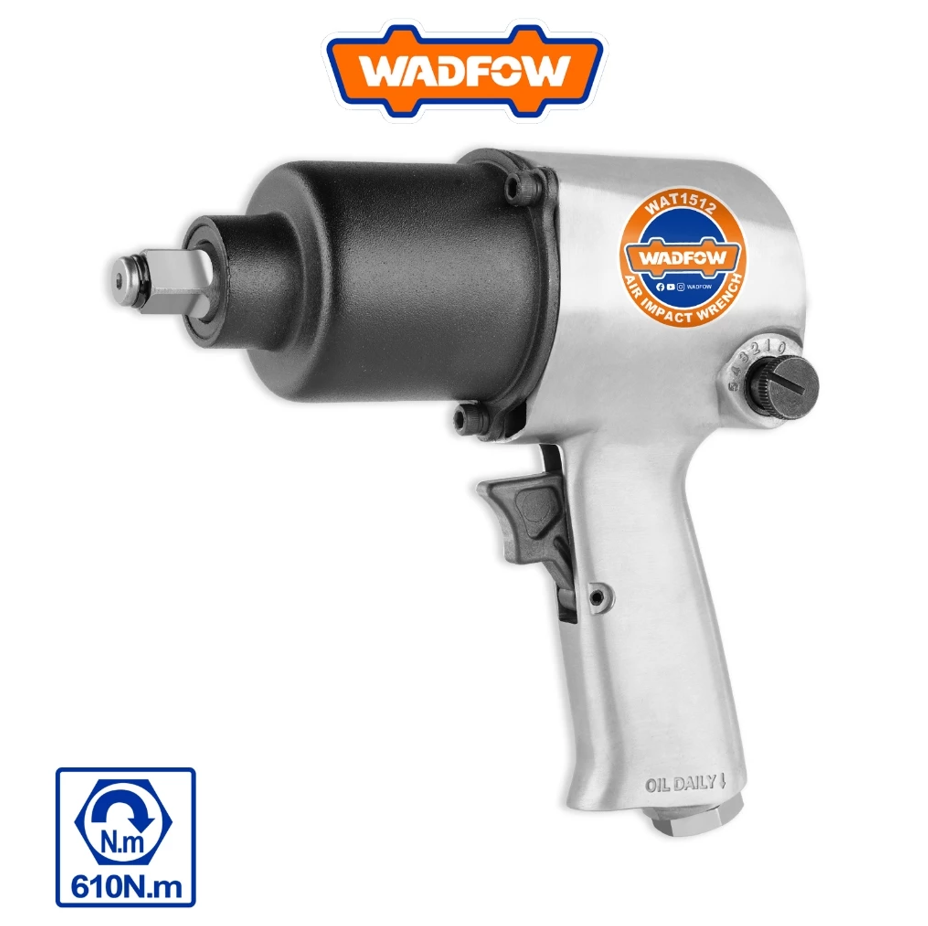 WADFOW AIR IMPACT WRENCH (610NM, 1/2") TWIN HAMMER MECHANISM WITHOUT QUICK PLUG (WAT1512)