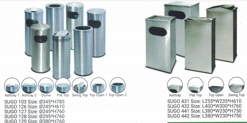 OFIS SERIES ROUND STAINLESS STEEL & RECYCLE BIN