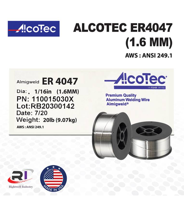 RIGHTWELL ALCOTEC ER4047 ALUMINUM MIG WELDING WIRE ALMIGWELD (1.6MM) 9.07KG