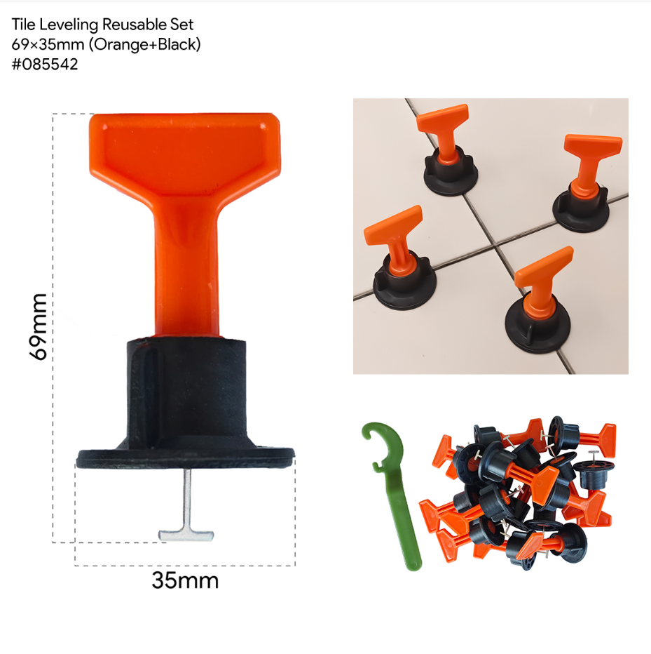 RANDOM TILE LEVELING REUSABLE SET 69X35MM ORANGE+BLACK (RANDOM)