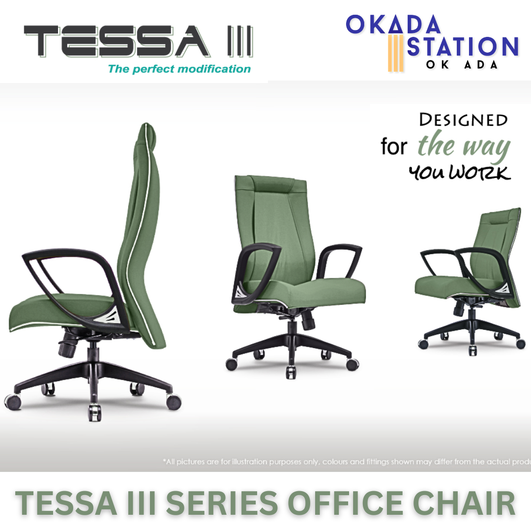 CLASSIC CHAIR TESSA III PU LEATHER ERGONOMIC OFFICE EXECUTIVE CHAIR WITH PP LEG - ALL SIZE / CLASSIC CHAIR / OFFICE CHAIR / ERGONOMIC EXECUTIVE CHAIR / ERGONOMIC OFFICE CHAIR / EXECUTIVE OFFICE CHAIR / EXECUTIVE CHAIR / EXECUTIVE SERIES / PU LEATHER CHAIR/ CHAIR /