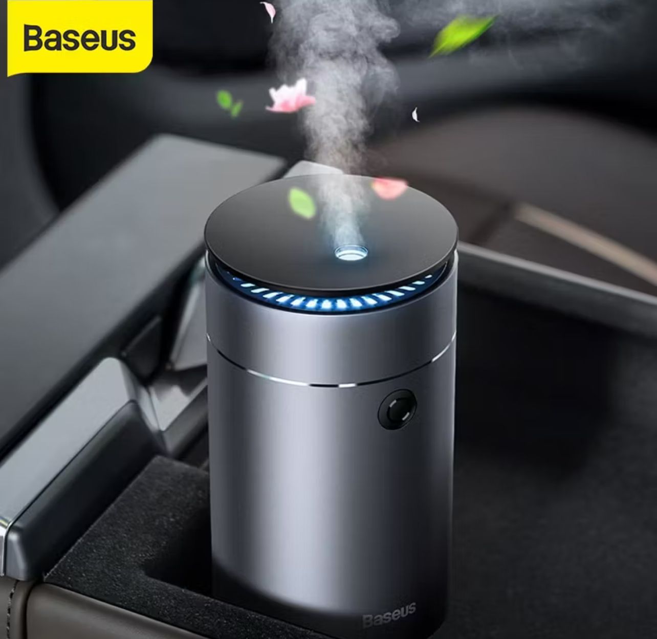 Baseus Car Essential Oil Diffuser with LED Light and Humidifier – 85ml Gray