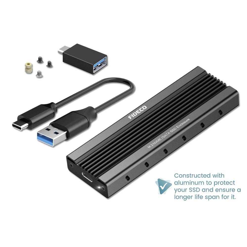 FIDECO M.2 NVME SATA SSD ENCLOSURE USB 3.2GEN 2 MAXIMUM 10GBPS