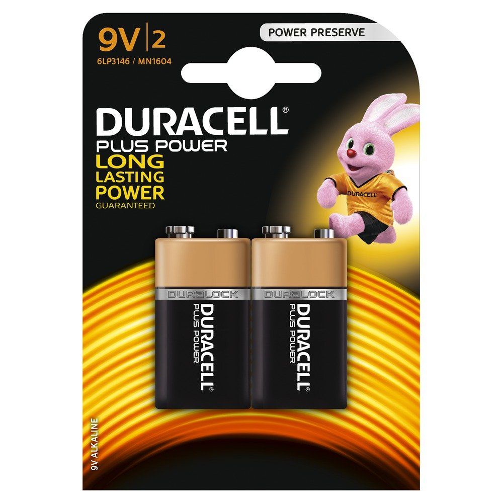 Duracell Plus Power Battery 9V MN1604 Pack of 2