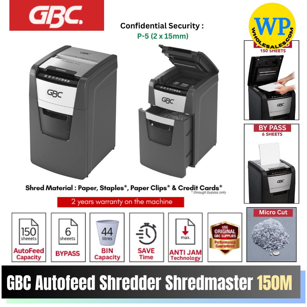 GBC Autofeed Shredder ShredMaster 150M / 150M / Hands Free Paper Shredder / Office Paper Shredder / Micro Cut / Mesin Pencincang / Mesin Potong Kertas