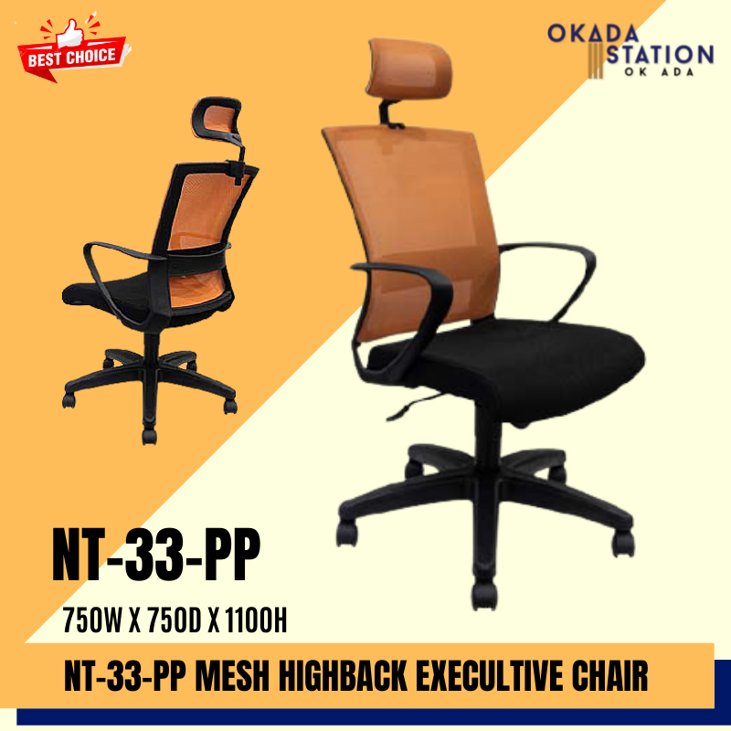 Executive Ergonomic High Back Mesh Chair NT-33 / PP BASE LEG / CHROME BASE LEG / Executive / Ergonomic / Office Chair