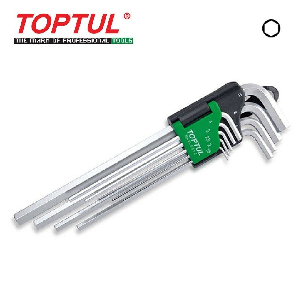 TOPTUL 9 PCS EXTRA LONG TYPE HEX KEY WRENCH SET GAAL0912