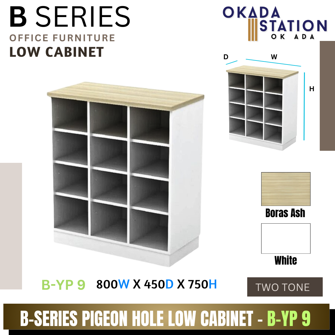 VS B SERIES 12 HOLE PIGEON HOLE LOW CABINET - (B-YP 9) / B SERIES / WOODEN CABINET / LOW CABINET / NO DOOR CABINET / OPEN SHELF / CABINET / B SERIES / WOODEN CABINET / LOW CABINET / PIGEON HOLE CABINET / 12 HOLE CABINET / CABINET