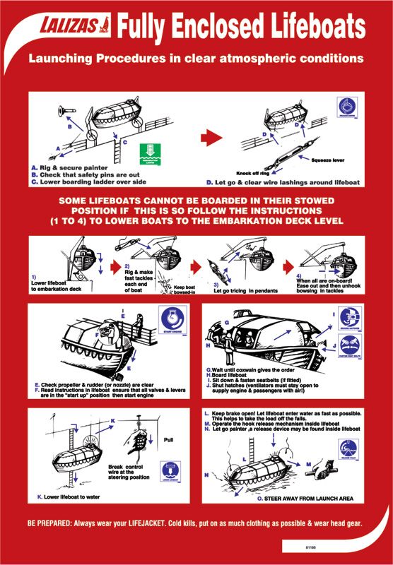 IMO *IMO Self adhesive poster - Fully Enclosed Lifeboat Launching Procedure In A Safety Atmosphere IMPA 331504