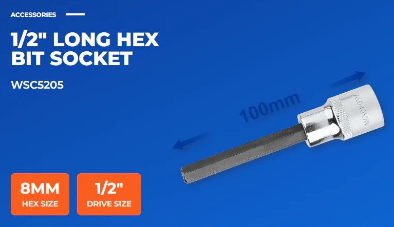 WSC5205 'WADFOW' 8MM 1/2" LONG HEX BIT SOCKET