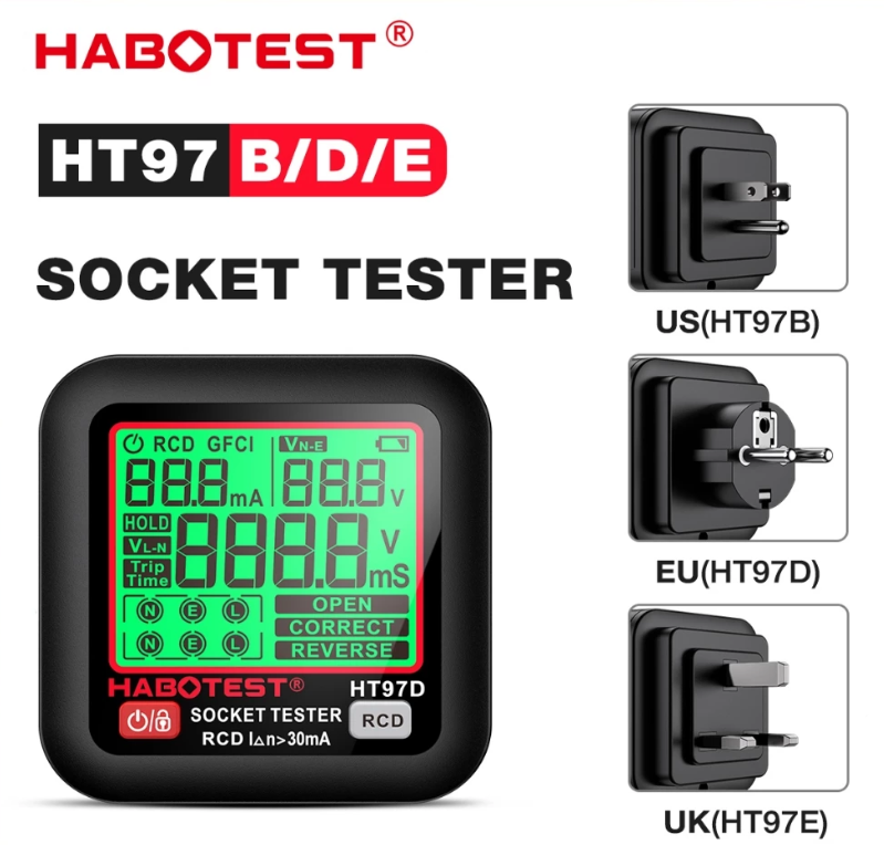 HABOTEST HT97E DIGITAL SMART SOCKET TESTER MULTIFUNCTION (UK PLUG)