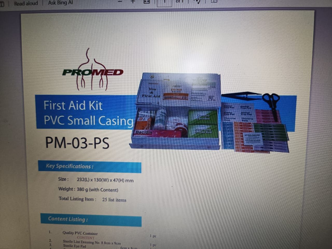 First Aid Kit with PVC Casing PM-03-PS