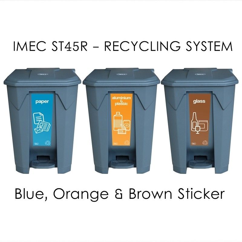 IMEC RECYCLE BIN UT88R 88L PAPER, GLASS, ALUMINIUM & PLASTIC