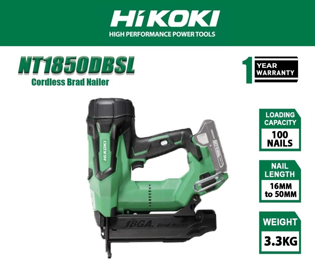 Hikoki NT1850DBSL Cordless Brad Nail Gun, 18V, Nail 16~50mm, 3.3kg SOLO only