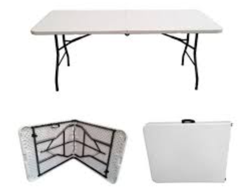 WHITE TABLE FOLDABLE 74cm(H)x180cm(L)x70cm(W)