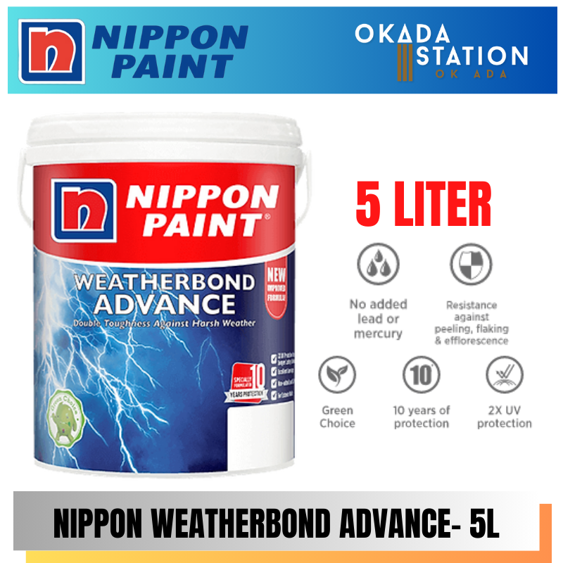 Nippon Paint / 5L / 5 Liter / Exterior Paint / Weatherbond Advance / Water Based / Cat Luaran / Cat Air / Cat