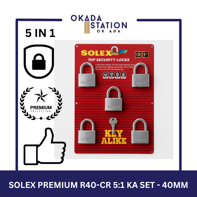 SOLEX PADLOCKS / SIZE 40MM / R40-CR 5:1 KA SET / KEY-ALIKE / MASTER KEY /SYSTEM PADLOCKS / 100% ORIGINAL / PREMIUM TOP SECURITY / KUNCI - 40MM