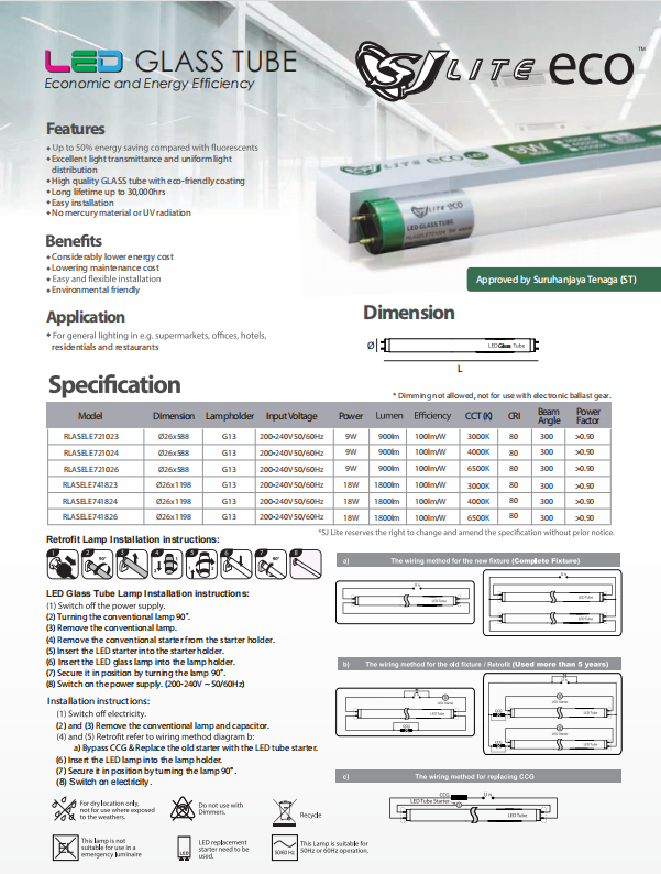 SJ LITE ECO LED GLASS TUBE