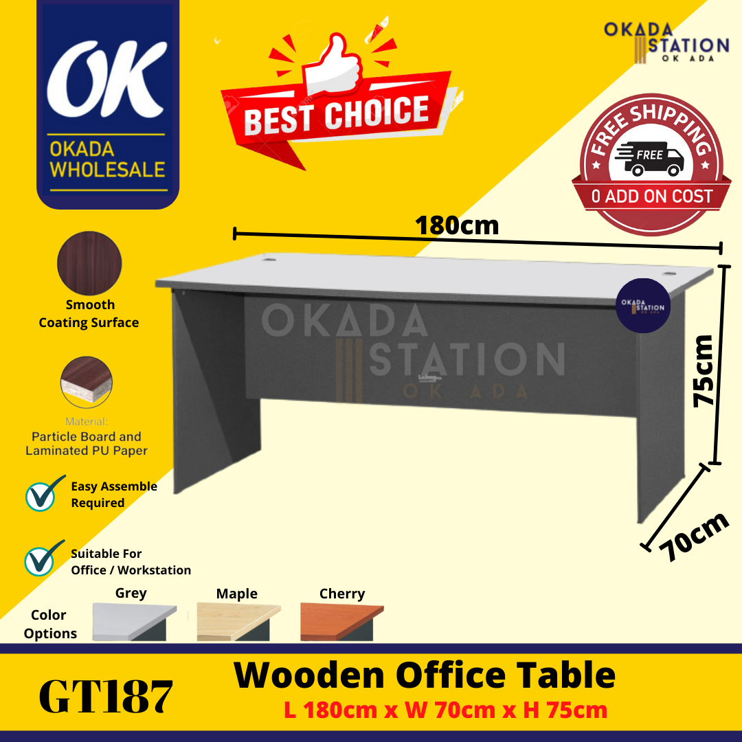 OKADA / OFFICE TABLE / STANDARD TABLE / MOBILE PEDESTAL / 6FT TABLE / 1800MM / GT187 / G SERIES / STUDY TABLE DESK / OFFICE DESK / MEJA PEJABAT / GT 187 / GT-187