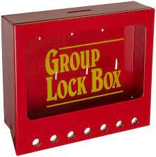 Brady 7 Lock Steel Wall-mounted group lockout boxes- Red