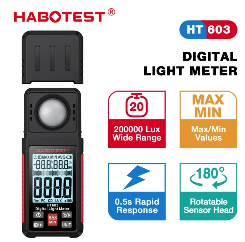 HABOTEST HT603 DIGITAL LIGHT METER 200000 LUX