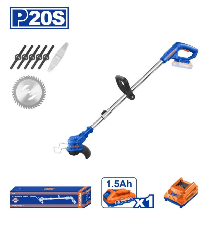 WADFOW WGTP511 P20S 20V SERIES LITHIUM-ION BATTERIES GRASS TRIMMER WITH 3 TYPE BLADE