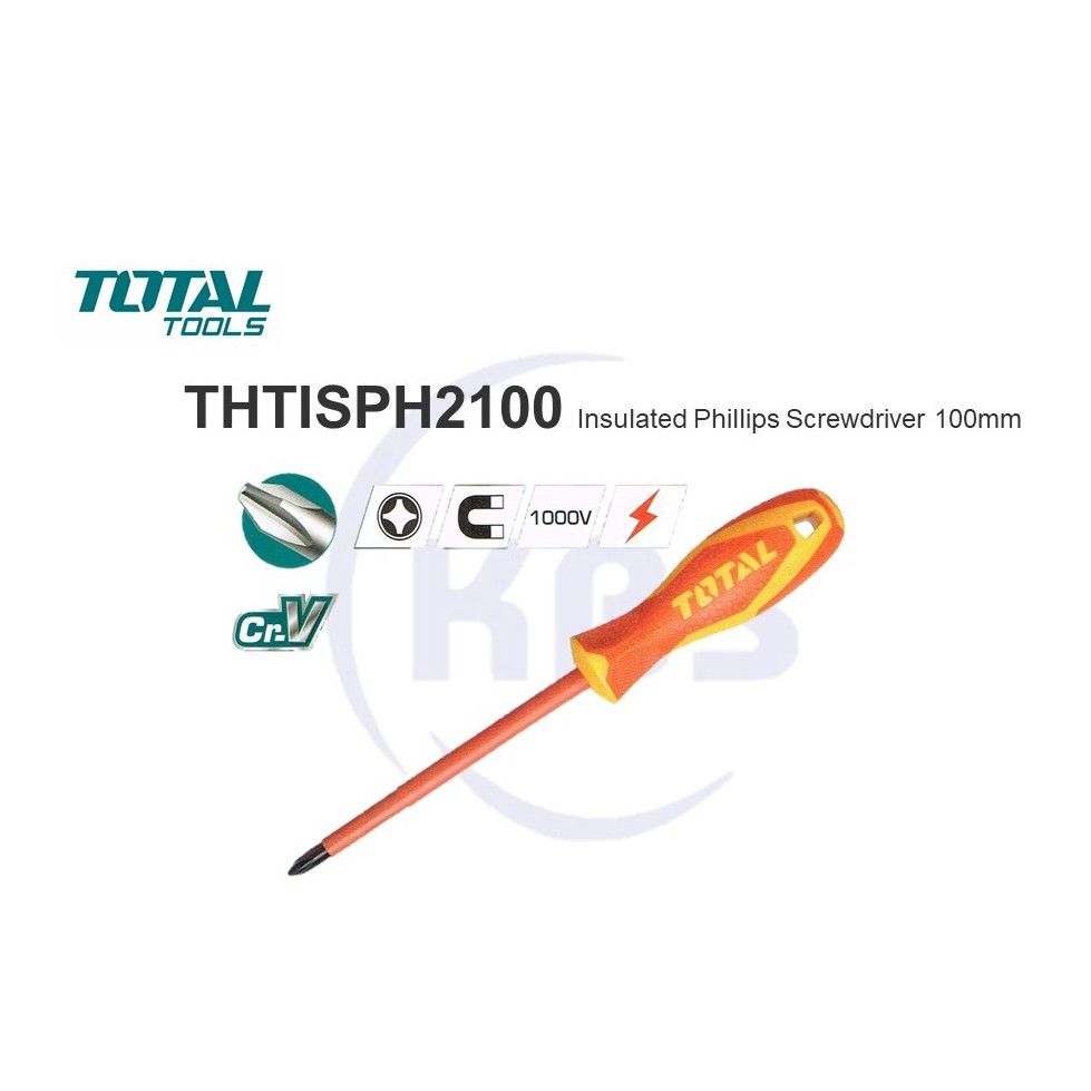 TOTAL Insulated Phillips Screwdriver PH2 100mm (THTISPH2100)