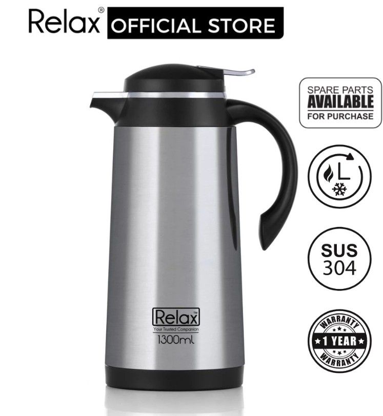 RELAX SUS304 Stainless Steel Thermal Carafe Vacuum Flask - Black (1600ml) -D4160
