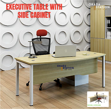 VS EXECUTIVE TABLE WITH SIDE CABINET SET- 6' X 3' / SWB 180A / OFFICE TABLE / BOSS TABLE