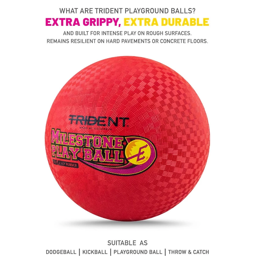 Trident Milestone Playground Ball Dodgeball - Red (8.5”)
