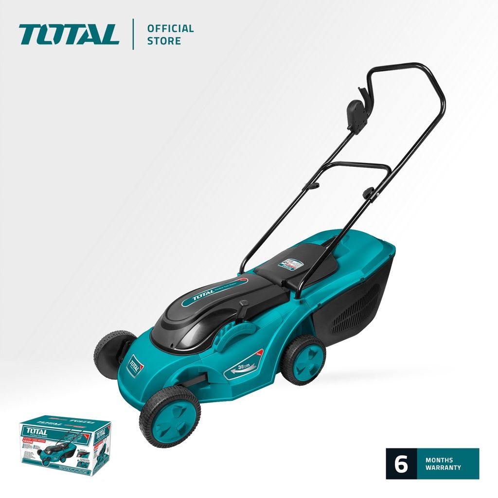 TOTAL ELECTRIC LAWN MOWER INDUCTION MOTOR ADJUSTABLE CUTTING HEIGHT (28MM-68MM/1600W) + GRASS BOX (50L) TGT616151