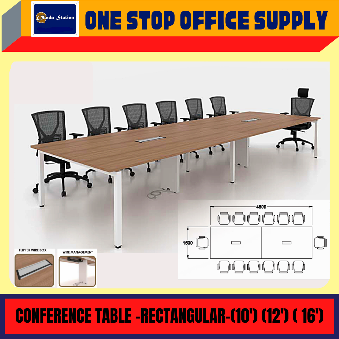 FOX URC 4800 CONFERENCE TABLE -16' COMPLETE WITH WIRE MANAGEMENT & FLIPPER BOX / MEETING TABLE / CONFERENCE / OFFICE TABLE