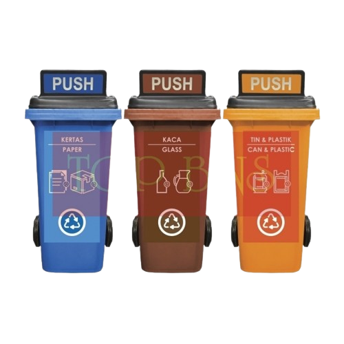 OK 120L / 240L / Mobile Garbage Recycle Bin 2-Wheel 3-in-1 / METAL PLATFORM / 3R DUSTBIN / RECYCLE BIN