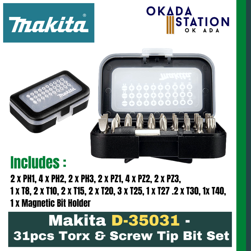 Makita D-35031 - 31pcs Torx & Screw Tip Bit Set / Torx Tip Bit / Screw Tip Bit / Torx & Screw Tip Bit Set / Hand Tool Set / Tool Bit Set