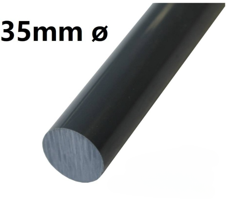 PTFE ROD BLACK 35MM DIAMETER CARBON FILLED PTFE (35MM X 1M L)