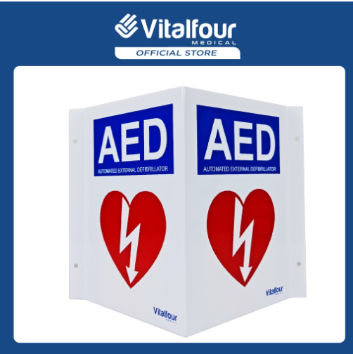 VITALFOUR ALUMINUM TRIANGULAR AED WALL SIGNAGE