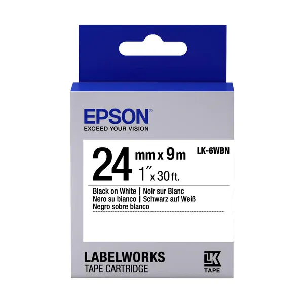 Epson LK-6WBN LabelWorks Tape - 24mm Black on White Tape