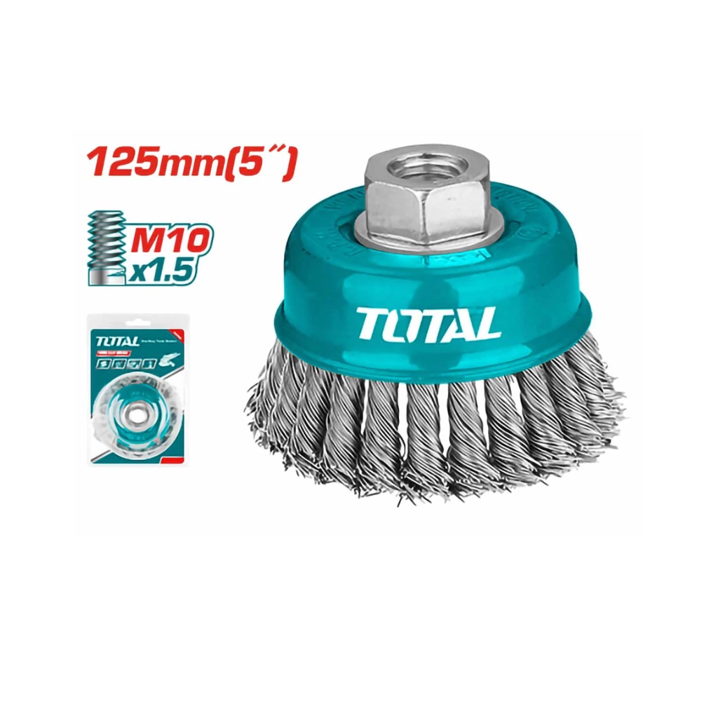 TOTAL Wire Cup Twist Brush With Nut 5"