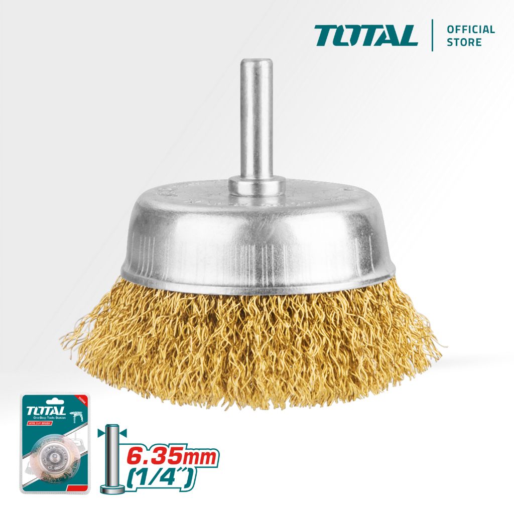 TOTAL WIRE CUP BRUSH WITH SHANK FOR PLANING DEBURRING PAINT STRIPPING & CLEAN UP WELD SEAMS (2") TAC33021
