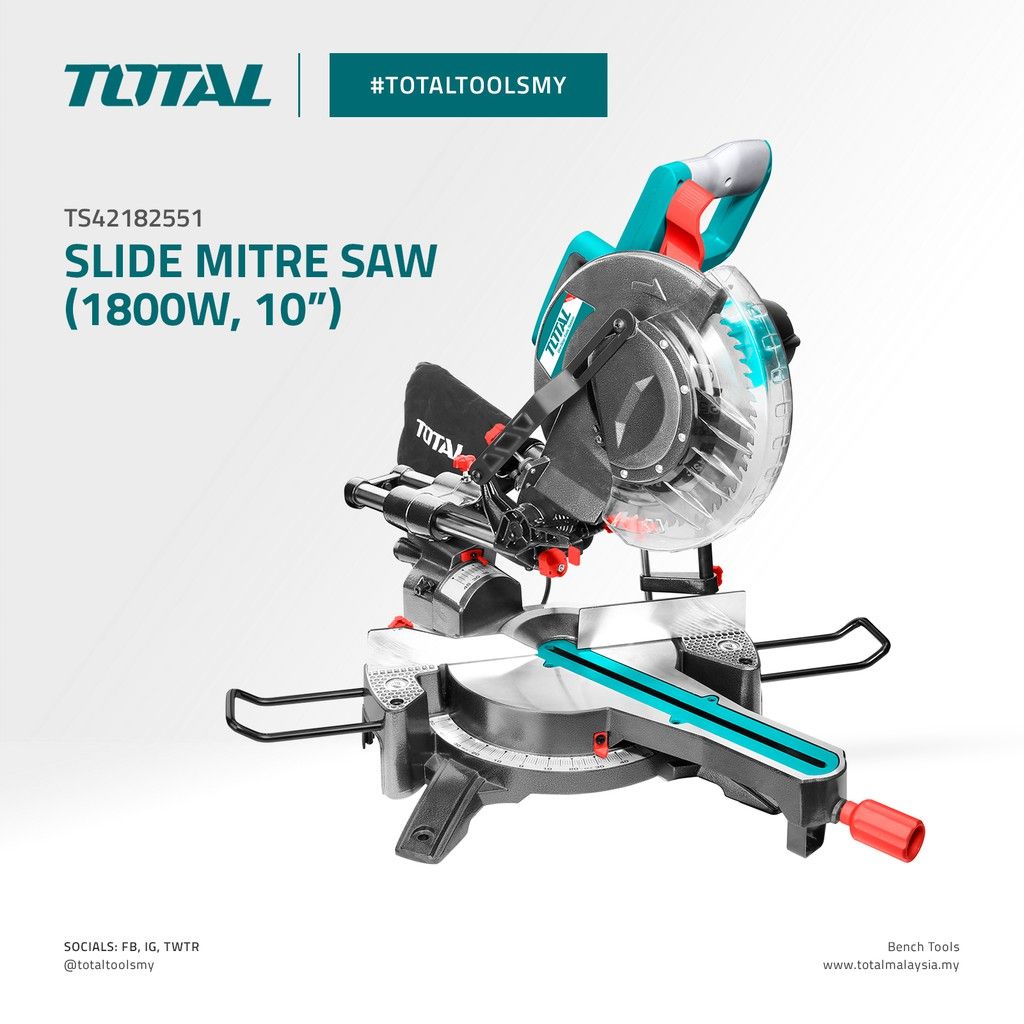 TOTAL TS42182551 SLIDE MITRE SAW (FEATURING A DOUBLE SLIDING BAR.)