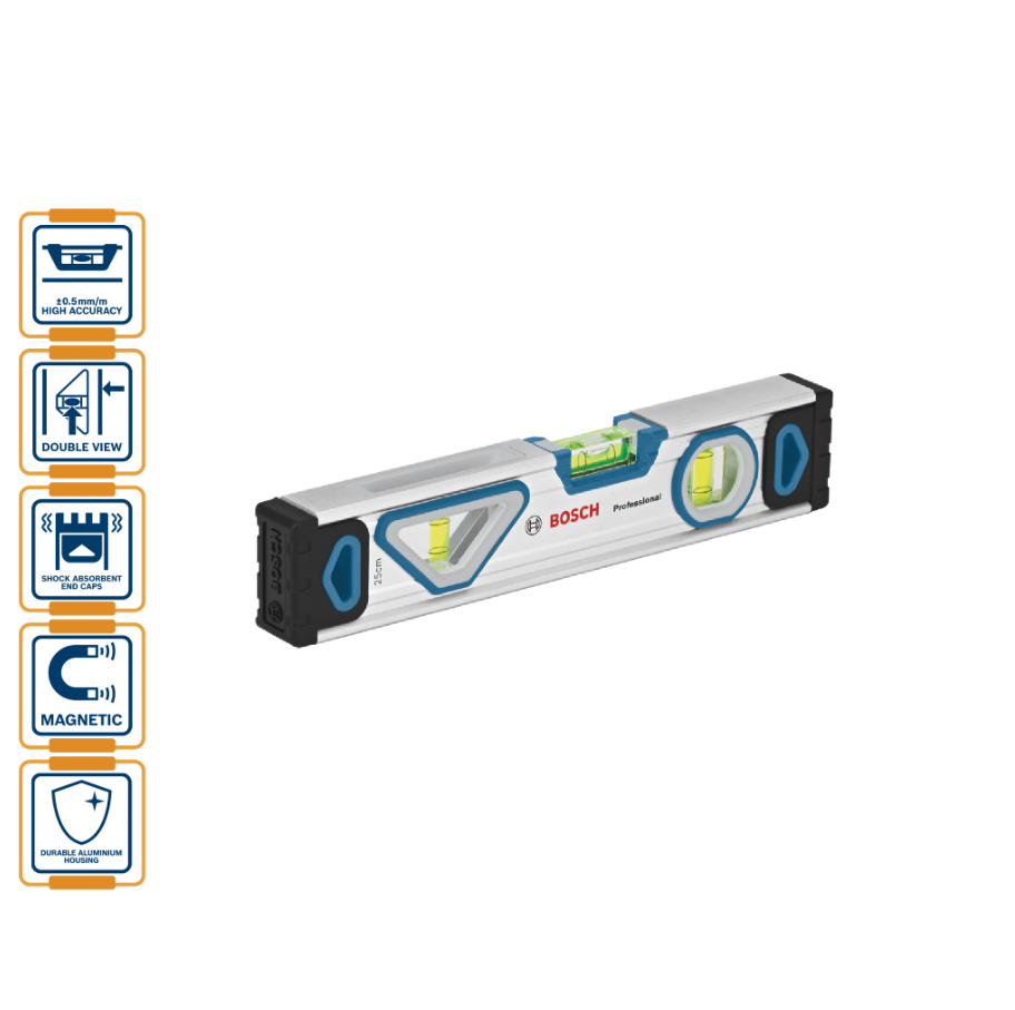 BOSCH MAGNETIC OPTICAL LEVEL (25CM) : 3 VIAL (1600A016BN)