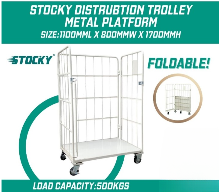 STOCKY WORK TAINER WITHOUT DOOR C/W METAL BASE 500KG FOLDABLE DISTRIBUTION TROLLEY
