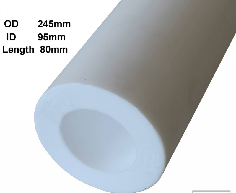 PTFE HOLLOW ROD OD 245MM X ID 95MM X 80MM L WHITE COLOR TUBE HOLLOW PIPE BUSH ROUND BAR