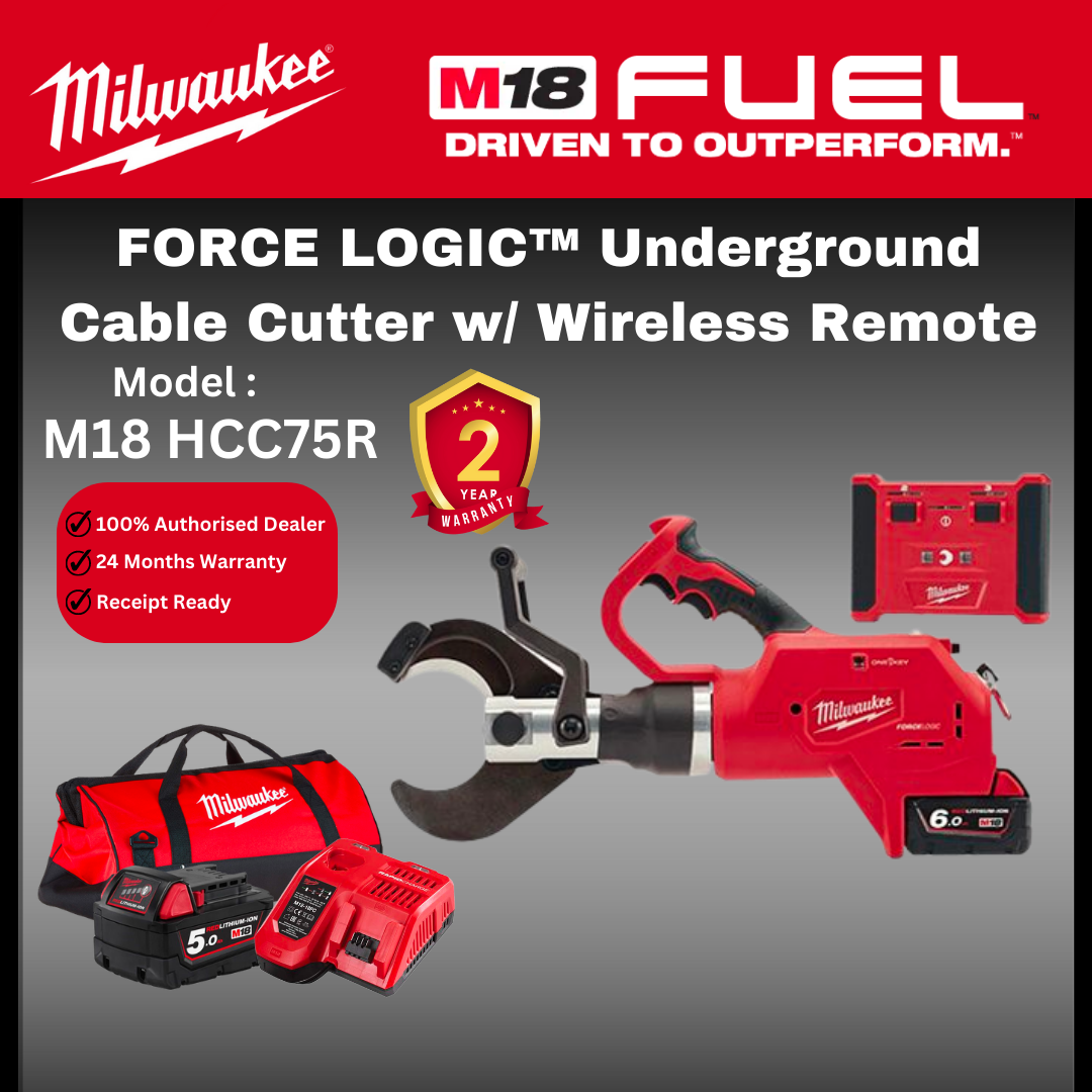 Milwaukee M18 FORCE LOGIC™ Underground Cable Cutter w/ Wireless Remote / HCC75R Cable Cutter / Milwaukee Cable Cutter / Electrical Wire Cutter