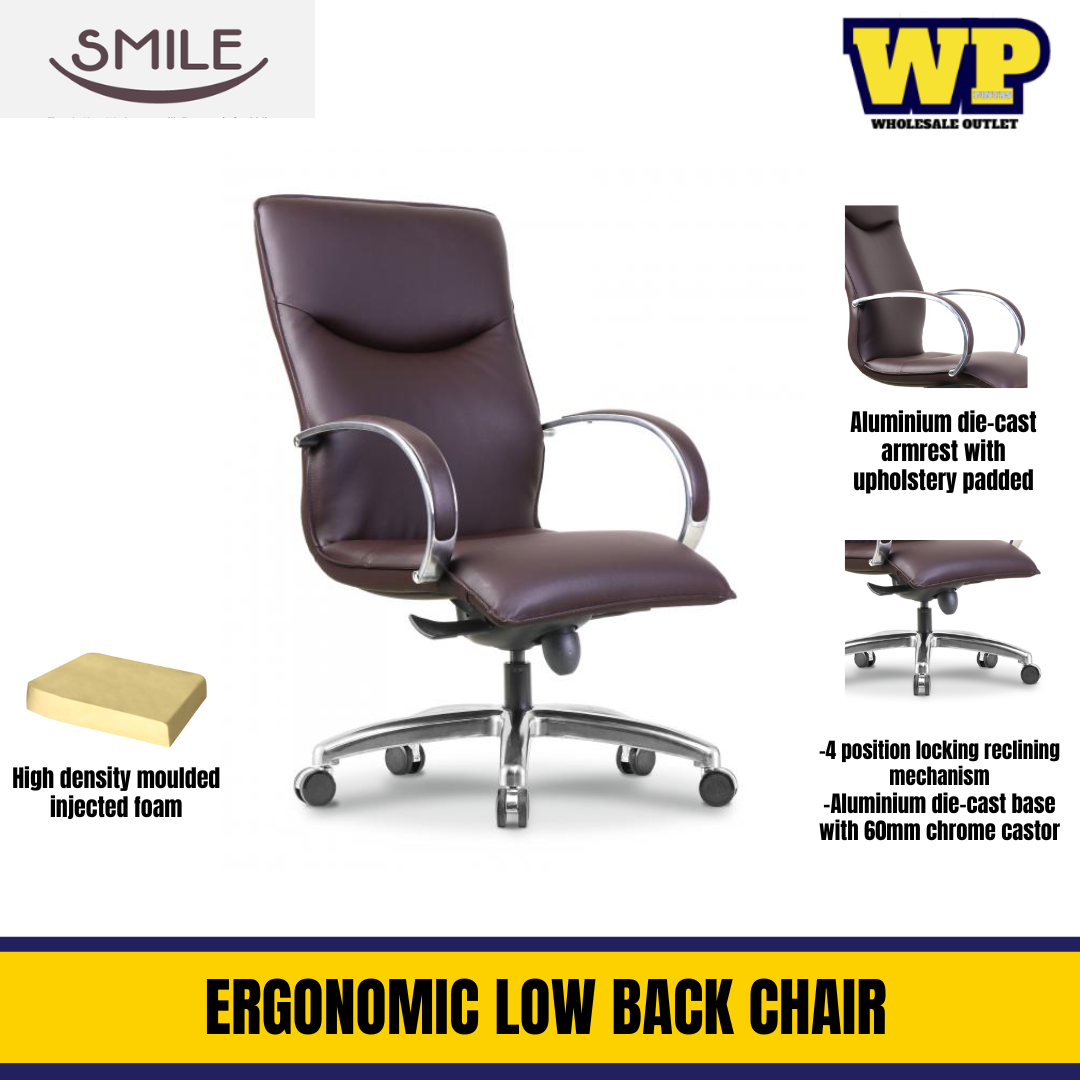 CLASSIC SMILE ERGONOMIC LOW BACK CHAIR / CLASSIC CHAIR / MODEL SMILE / FABRIC / HALF LEATHER / FULL LEATHER / EXECUTIVE CHAIR / ERGONOMIC OFFICE CHAIR