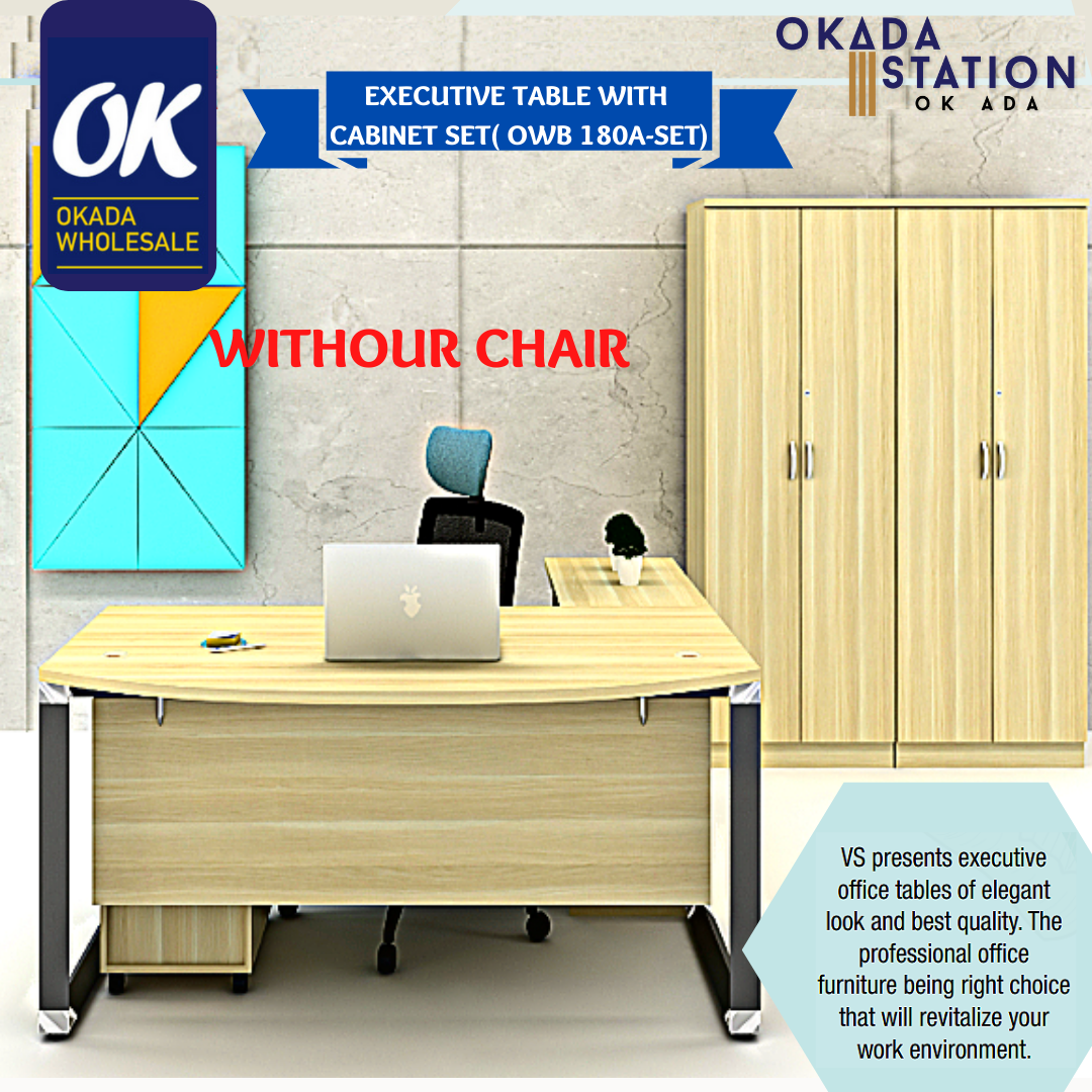 VS EXECUTIVE TABLE & CABINET SET (COMBO SET) - OWB 180A-SET / EXECUTIVE TABLE WITHOUT CABINET ( TABLE SET ) - OMB 180A-SET / O-SERIES / OFFICE TABLE / EXECUTIVE TABLE / BOSS MEJA / BOSS DESK / TABLE METAL FRONT PANEL / TABLE WOODEN FRONT PANEL