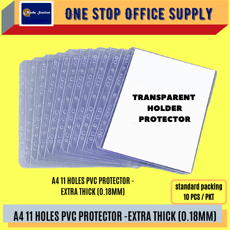 OKADA A4 EXTRA THICK PROTECTOR SHEETS -10'S /PROTECTOR/11 HOLES/200 MIC