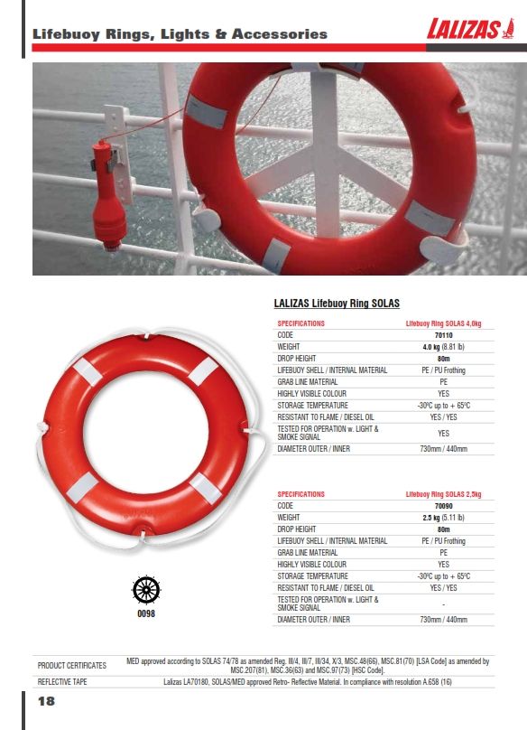 LALIZAS *Lalizas Lifebuoy Ring 4kgs, EC Approved (70110)
