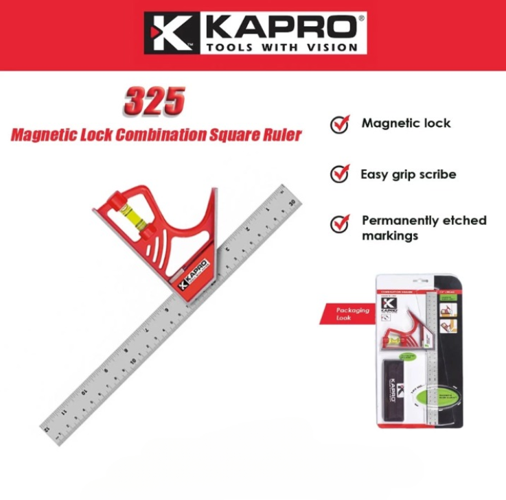 KAPRO 325 30CM MAGNETIC LOCK COMBINATION SQUARE RULER WITH ZINC HEAD