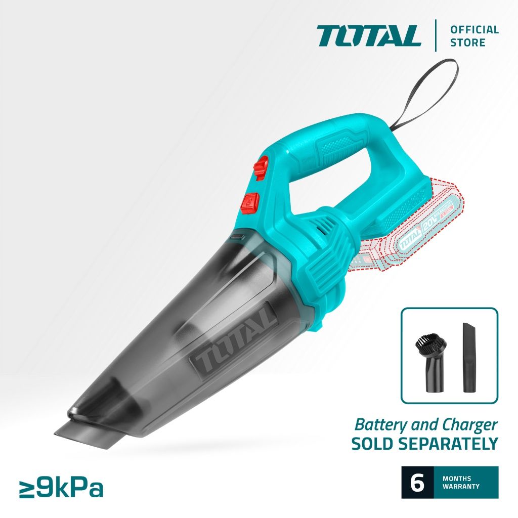 TOTAL LI-ION VACUUM CLEANER WITH HEPA FILTER (0.5L) + CREVICE NOZZLE + SOFT BRISTLE DUST BRUSH TVLI201261 (WITHOUT BATTERY)